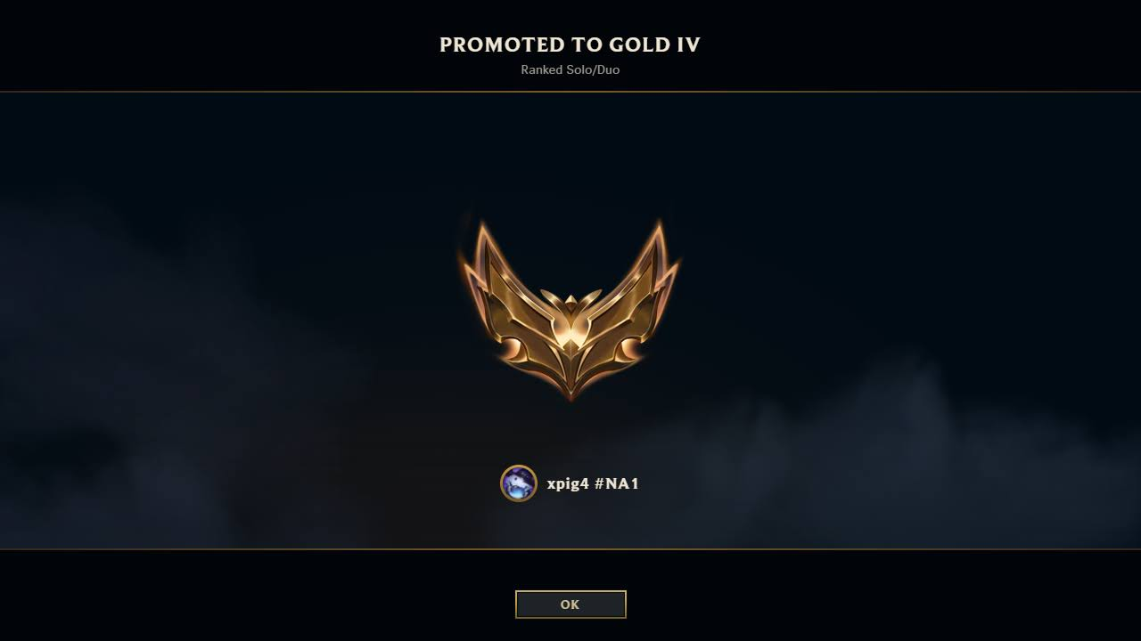 League of Legends ranked Solo/Duo promotion to Gold IV.